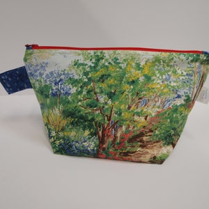 Zippered Wedge Project Bag - Forest Path. Size: Medium. Multi-color design