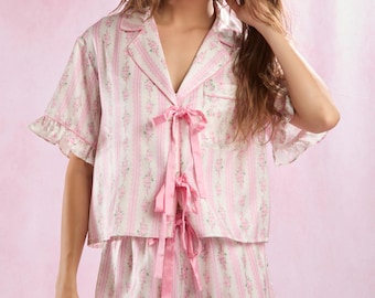 Floral Pajama Set, Pink Pajama Set, Spring Pajamas