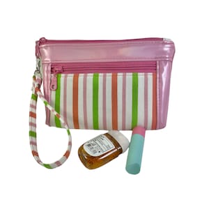 Cartera de pulsera rosa, bolsa de maquillaje con bolsillo, embrague pequeño con correa, regalo del día de Galentines para una amiga, regalo de mamá ocupada para hija adulta