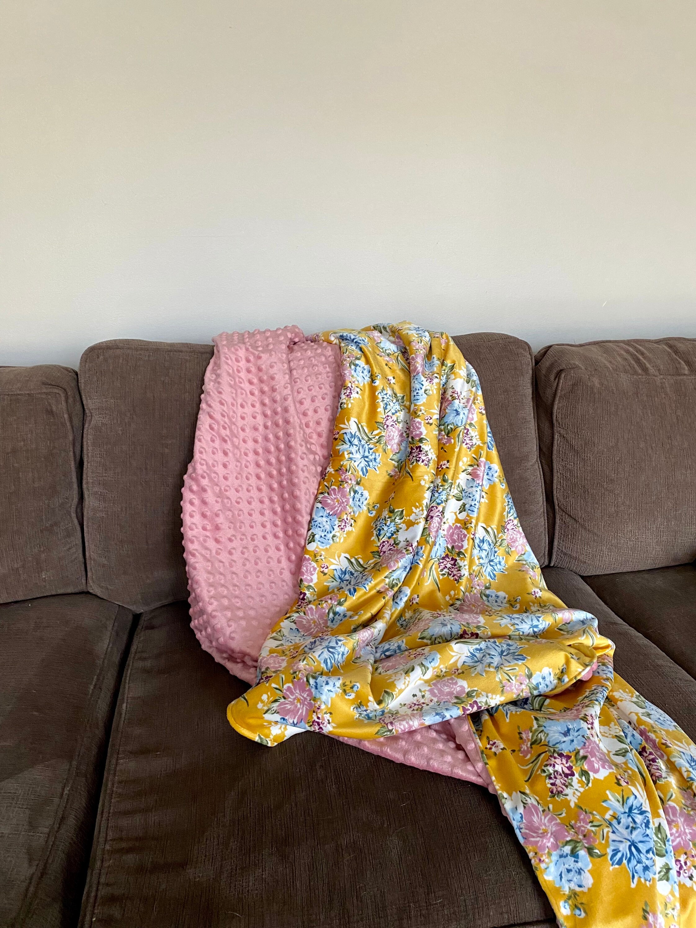 Mustard and pink throw hotsell