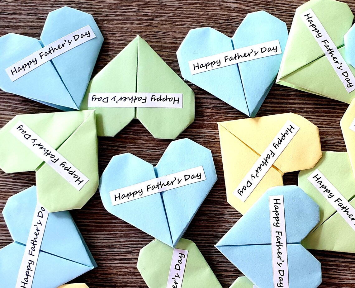 Pack of 10 Origami 'Happy Father's Day' Hearts Etsy