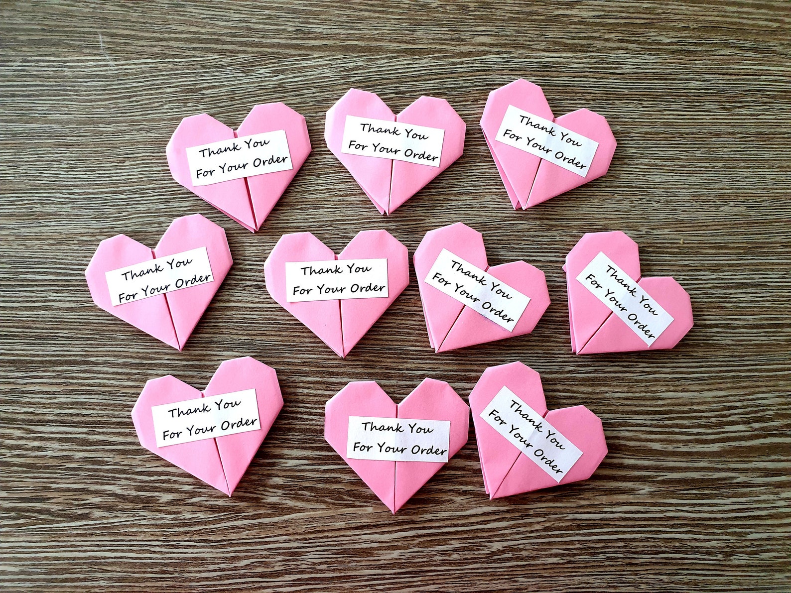 Origami thank You for Your Order Hearts Pack of Etsy UK