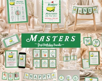 Golfens första födelsedagspaket, Masters födelsedagsdekorationer, redigerbart Canvas-festpaket, pojkens första födelsedagsdekorationer, Par-Tee födelsedagspaket