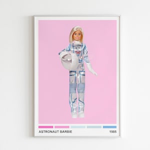 Astronaut Barbie Print Pink Wall Art Decor