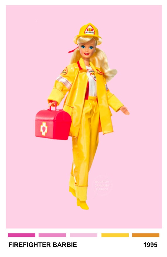 Vintage Career Barbie Firefighter Barbie Poster Print Etsy