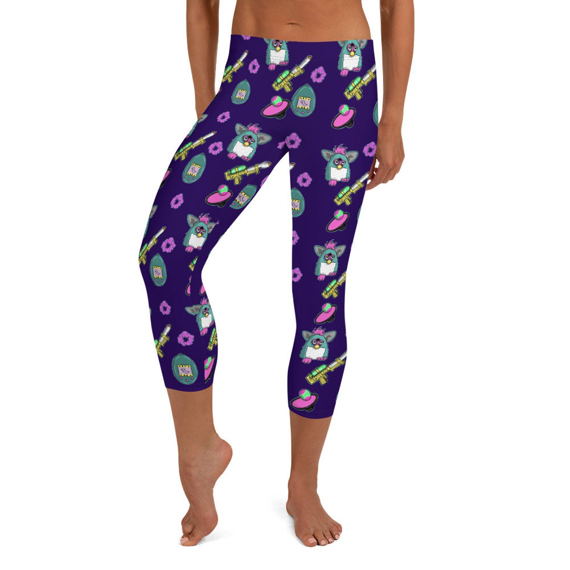 90s Pattern Women's Capri Leggings 90s Nostalgia Capri Etsy