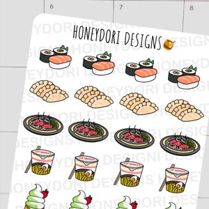 Asian Food Stickers - planner stickers-Food Stickers-Scrapbook Stickers-Journal Stickers-Cute Stickers-Sticker Set-Bullet Journal Stickers