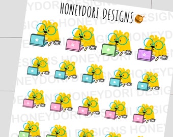 Cute Work Stickers - Study Time Stickers - Zoom Call Stickers -Computer Planner Stickers-Bear Stickers-Cute Stickers-Bullet Journal Stickers