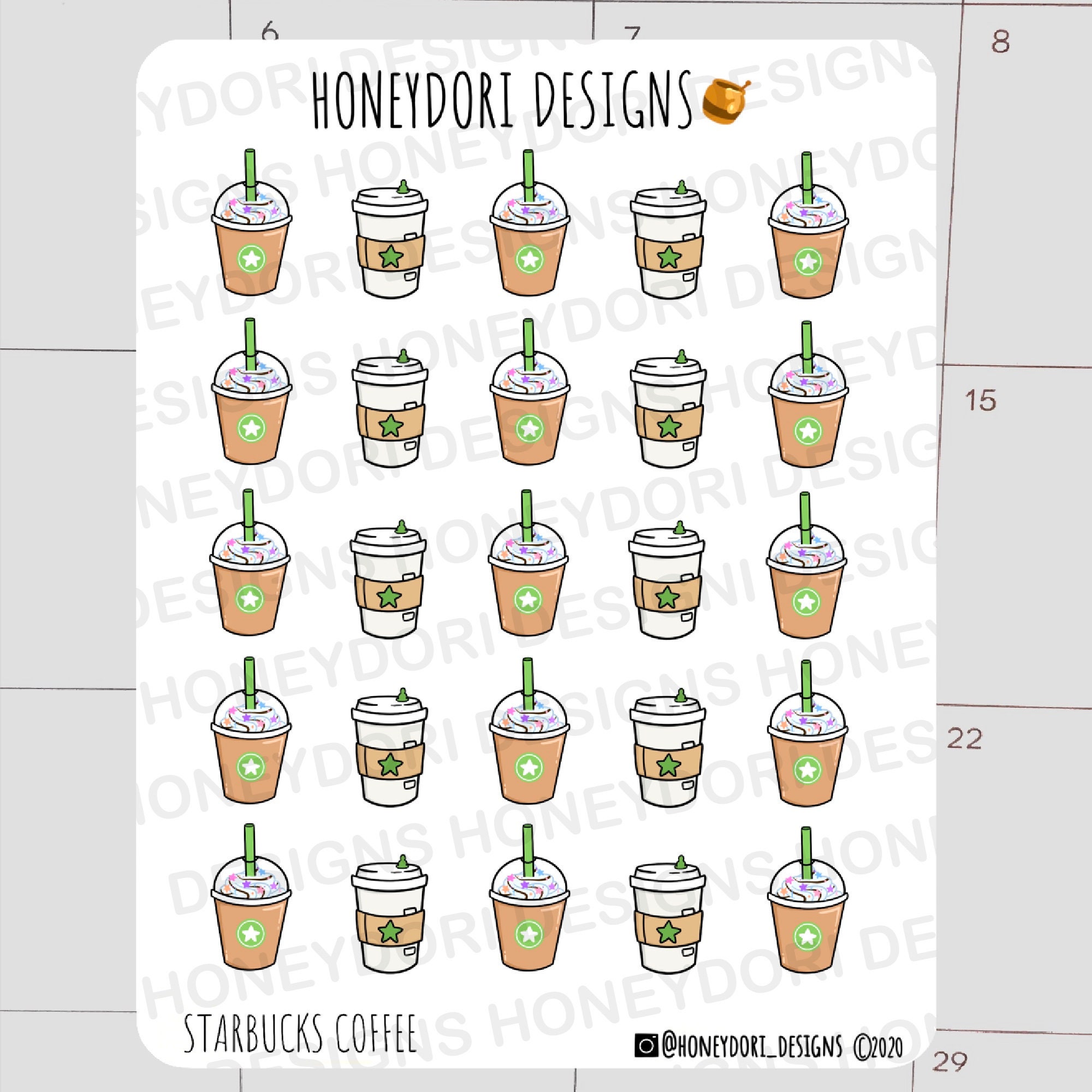 Free Printable Floral Starbucks Coffee Cups Planner Stickers - Lovely  Planner