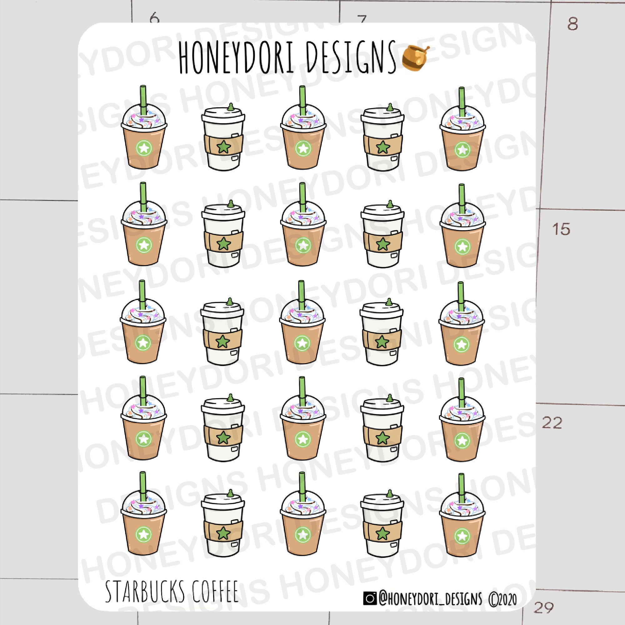 Starbucks Stickers for school day Planner Stickers - Reminder Stickers -  Coffee Sticker - Starbucks Bullet Journal - Logo Sticker