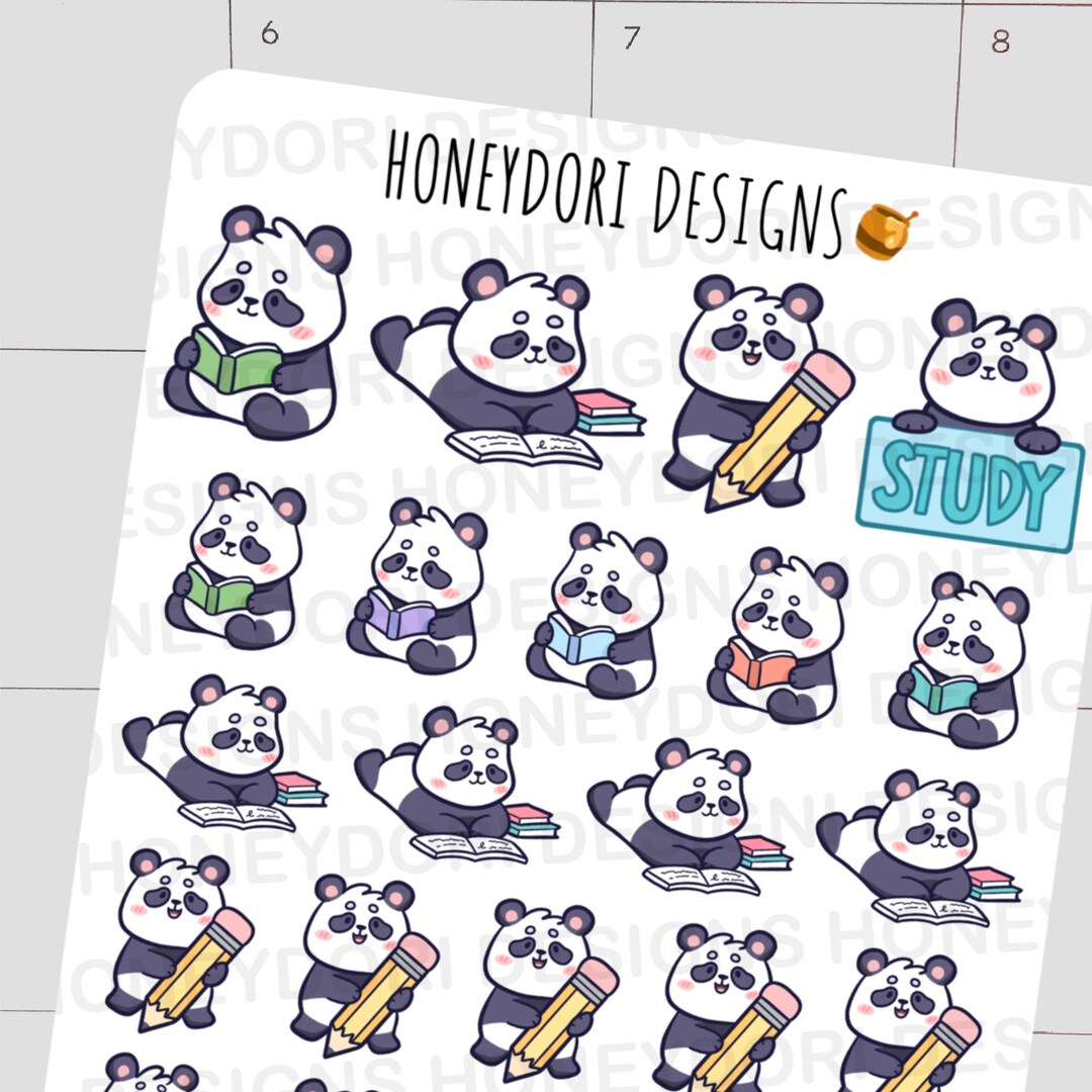 Study Stickers - Back to School Stickers - Panda School Planner ...