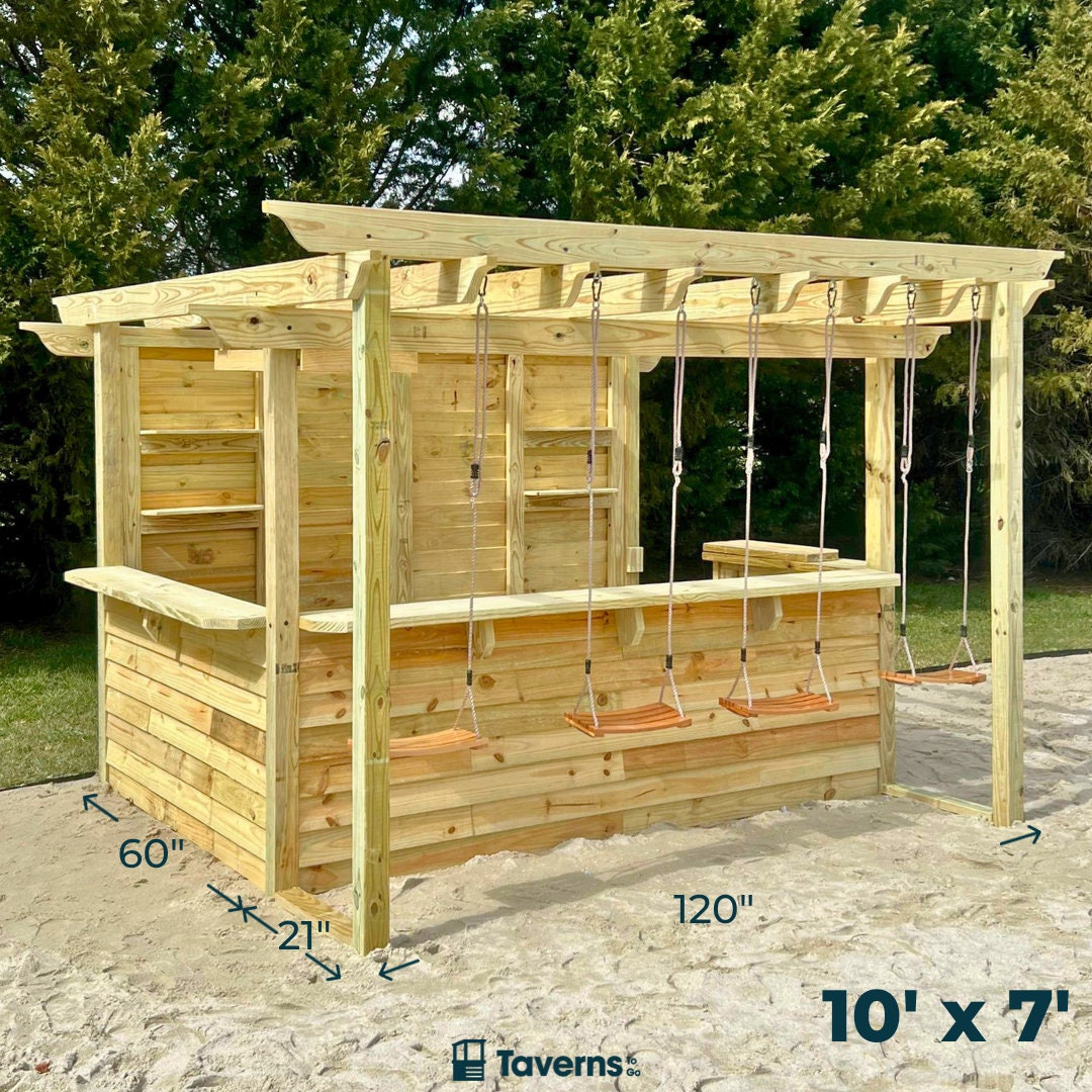 Outdoor bar with swing seats best sale