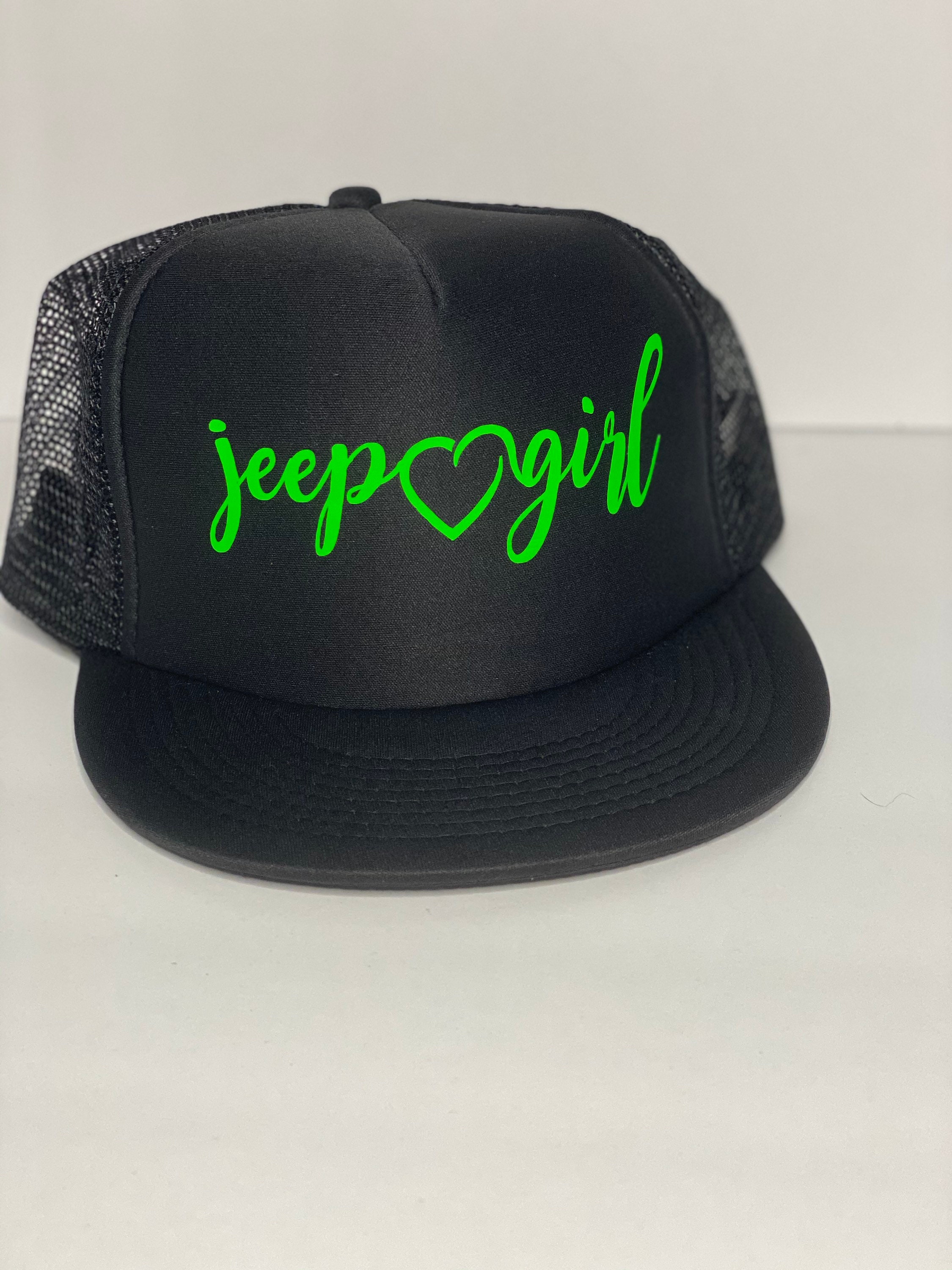 Jeep Girl truckers hat Snap Back Cap Black and Green Hat Etsy