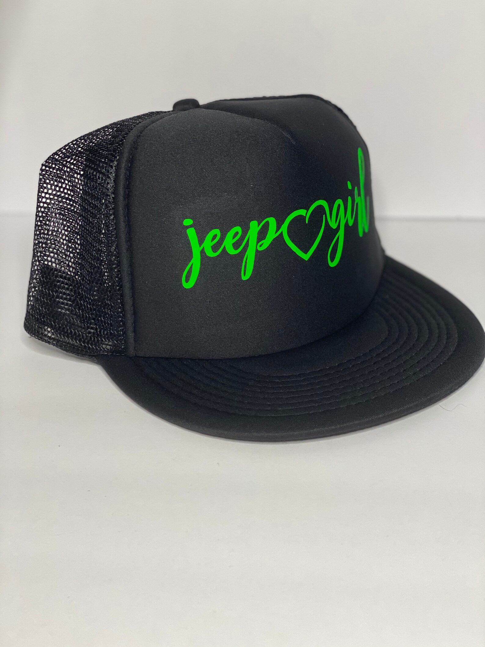 Jeep Girl truckers hat Snap Back Cap Black and Green Hat Etsy
