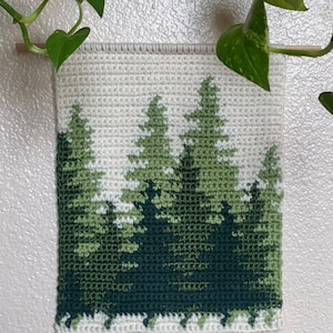Handmade Crochet Forest Tree Wall Hanging Tapestry Complete Finished
