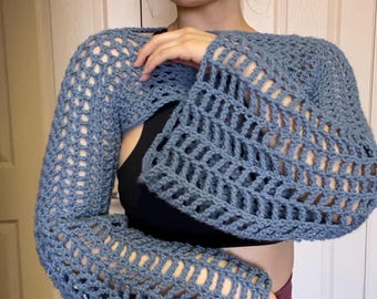 Crochet Flared Shrug Pattern xS-5XL // Simple Easy and Using Only One Strand *DIGITAL DOWNLOAD ONLY*