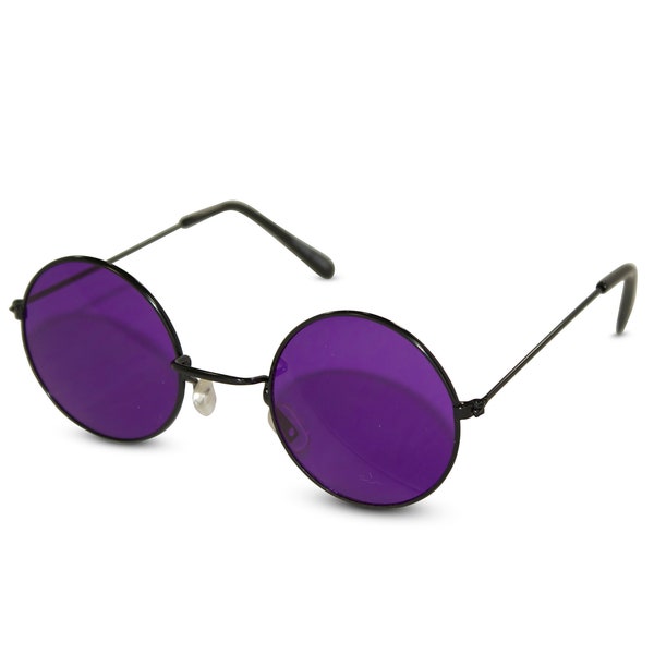 Lunettes de soleil rétro Rondes de style Lennon avec lentille colorée