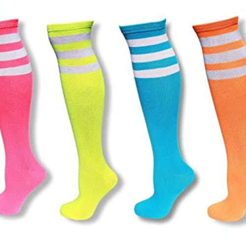 Unisex Neon Colored Knee High Tube Socks With Neon Colored Etsy
