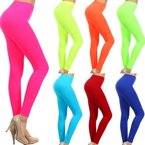 Neon Fluorescent Colored Seamless Leggings - One Size