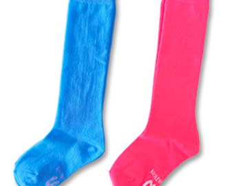 Unisex Child Kid Size Solid Neon Colored Knee High Sport Team Socks with No Stripes