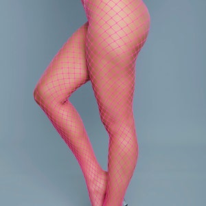 Neon High Waist Fishnet Tights Stockings with Larger Wide Holed Pantyhose image 2
