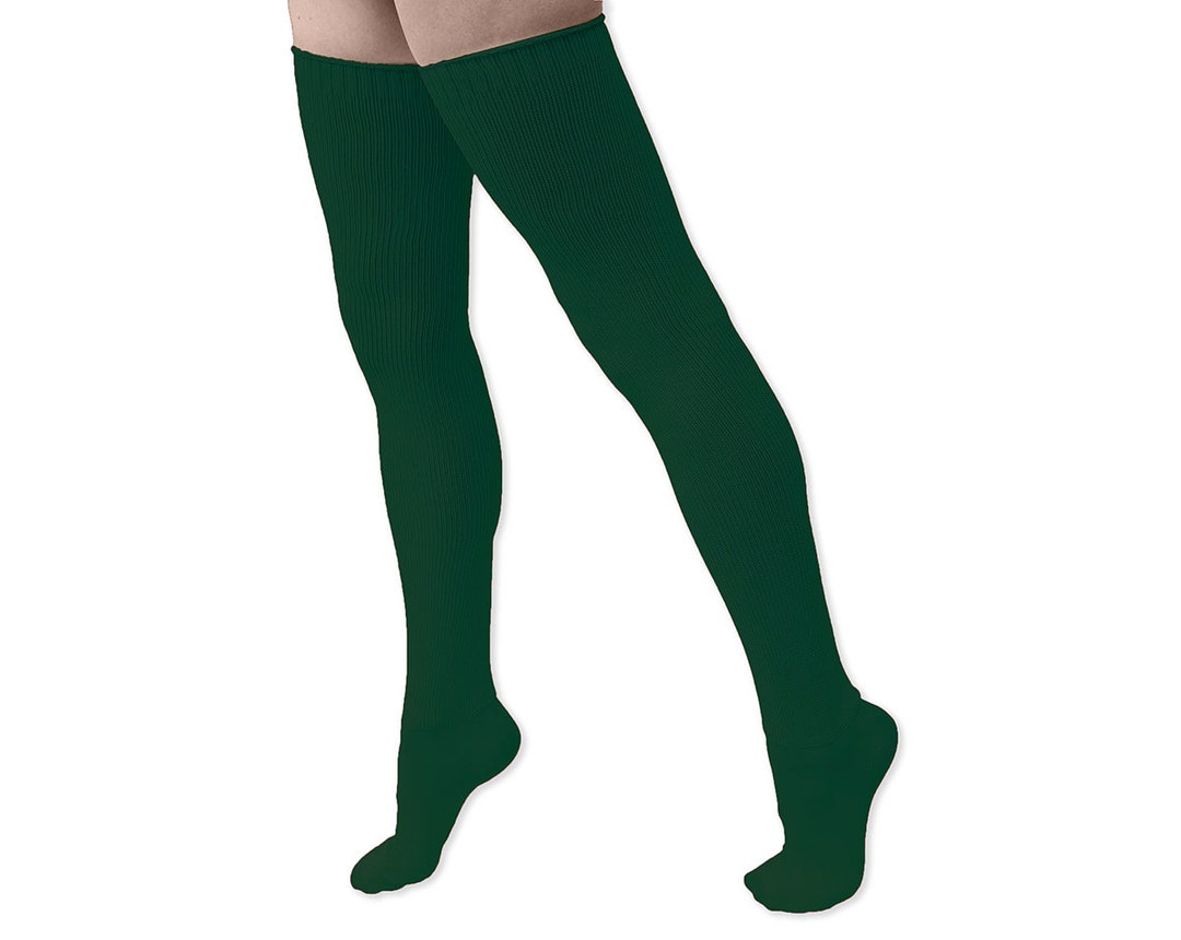 Dark Forest Green Tall Thigh High Socks Extra Long Christmas Socks for
