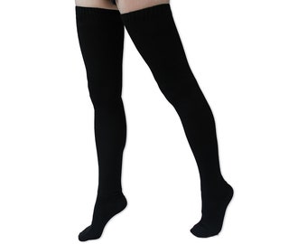 Black Tall Thigh High Socks Extra Long Christmas Socks For Women Gifts For Her