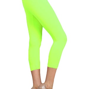 Womens Full Length Skinny Fit High Waisted Neon Contrast Line