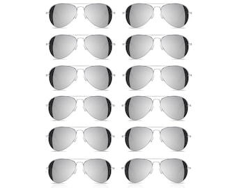 Bulk Sold Kid Child Size Mirrored Aviator Sunglasses with Silver, Gold or Black Frame - Perfect for Birthday Parties, Gifts, Events and More