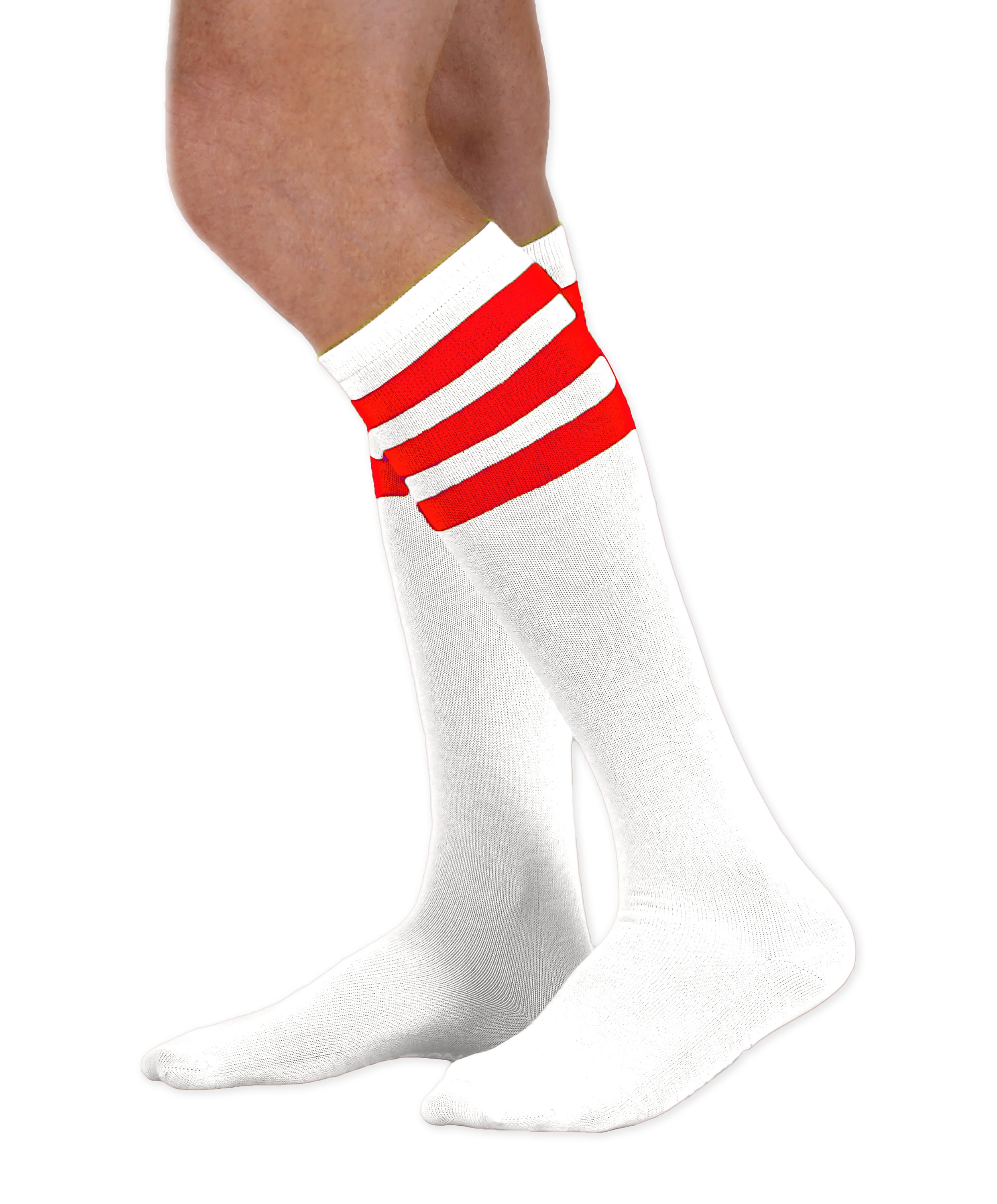 knee high socks with white stripes