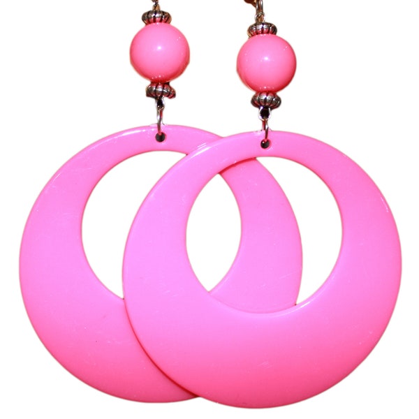 Neon Fluorescent Large Retro Hoop Dangle Costume Earring