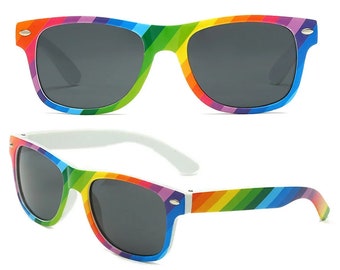 Rainbow Print Sunglasses Rectangular Shaped Gay Pride Glasses Festival Parade Pride Month Accessories Party Favors