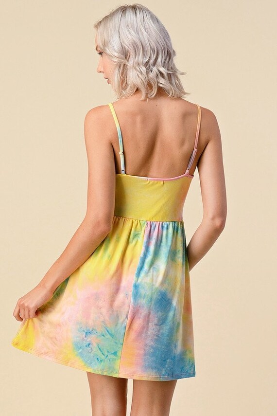 Womens Tie Dye Cotton Candy Pink and Blue Colored Short Casual
