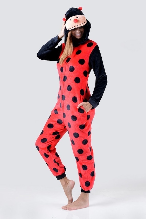 Laatste Koken Impressionisme Red and Black Polkadot Ladybug Inspired Hooded Pajama Onesie - Etsy