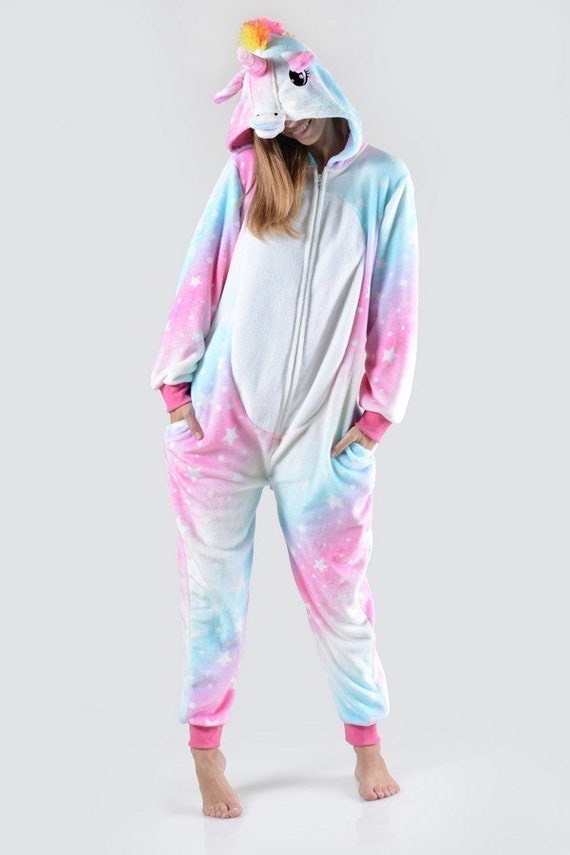 Lindo pijama capucha de unicornio claro y rosa con - Etsy México