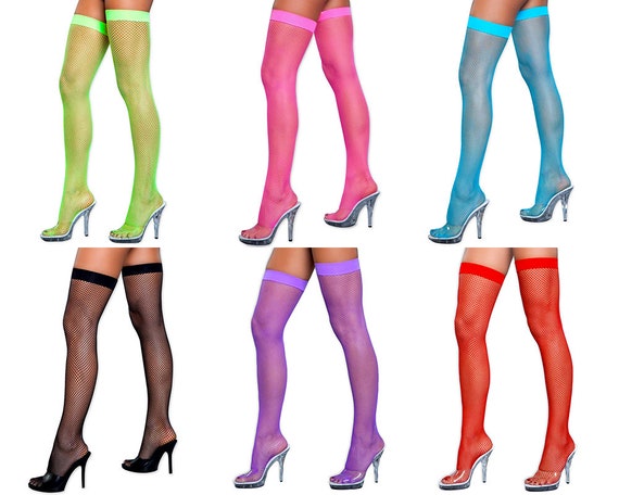 Neon Colored Fishnet Sexy Stocking Thigh High Over the Knee Tights Cute  Costume Cosplay Idea -  Canada