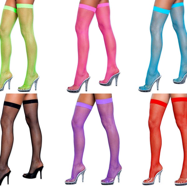 Neon Colored Fishnet Sexy Stocking Thigh High Over The Knee Tights Cute Costume Cosplay Idea