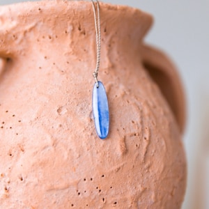 Blue Kyanite Necklace, Natural Crystal Pendant Necklace, Mineral Stone Necklaces for Women or Men, WATERPROOF, Minimalist Hippie Jewelry