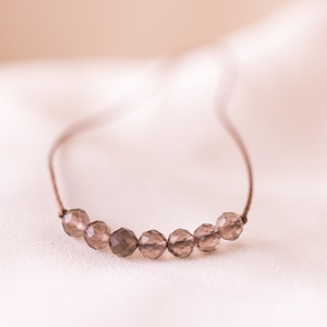 SMOKY QUARTZ Bracelet, Crystal Bar Bracelets for Women, WATERPROOF Surfer Bracelet, Thin Stackable Bead Bracelets, Handmade Gemstone Jewelry
