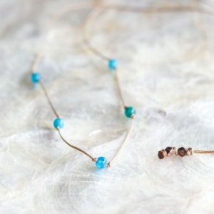 Blue Apatite Necklace, Crystal Necklace, Gemstone Beaded Necklace, Dainty Apatite Choker, WATERPROOF, Hippie Boho Jewelry, Crystal Jewelry
