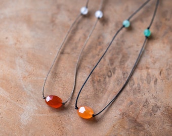 Carnelian Necklace, Rose Quartz and Aventurine Necklace, Carnelian Choker, WATERPROOF Carnelian Crystal Jewelry, Boho Grunge Jewelry