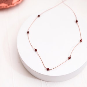 Garnet Necklace, Beaded Choker, WATERPROOF, Red Garnet Crystal Necklace, ULTRA Dainty, Boho Hippie, January Birthstone, Handmade Jewelry