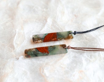 Bloodstone Necklace, Natural Blood Stone Pendant Necklace, WATERPROOF, March Birthstone, Crystal Necklaces for Women, Handmade Jewelry