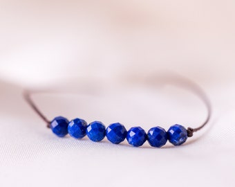 LAPIS LAZULI Bracelet, Beaded Bracelet for Women, Blue Gemstone Friendship Bracelet, Minimalist Hippie Jewelry, DECEMBER Birthstone Gift