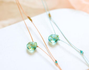 AQUA Terra Blue Teardrop Double Layered Choker Necklace • Earthy Nature Inspired Cottagecore Aesthetic • Handmade Boho Hippie Jewelry Gift
