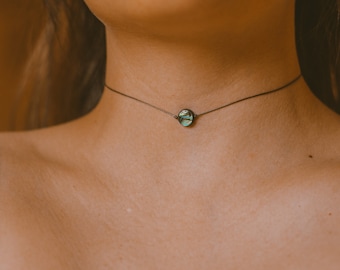 ULTRA Dainty Abalone Necklace, Abalone Jewelry, WATERPROOF Choker, Backdrop Necklace, Shell Choker, Boho Hippie, Indie Aesthetic Jewelry