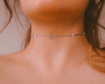 Collier aigue-marine, collier en cristal délicat, cadeau de naissance de mars, véritable bijoux en cristal aigue-marine, colliers Boho Hippie pour femmes