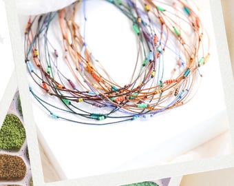 CUSTOM Dainty Waterproof Beaded Anklet • Colorful Glass Seed Bead Anklet • Boho Double Layered Anklet • Summer Hippie Anklets for Women Gift