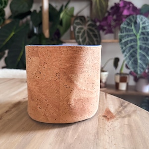 Boho Plant Pot Cover with Waterproof Liner • Handmade Natural Cork Planter Gift for Plant Lover • Hippie Home Decor • SIZE 5, 6, 7, 8 inch