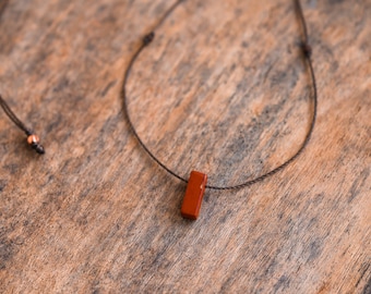 Red Jasper Necklace, Stone Necklace, Hippie Jewelry, Pendant Necklace, Woodland Jewelry, Long Layering Necklace, Minimalist Surfer Jewelry